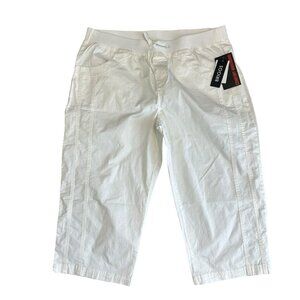 Briggs Women’s Linen Blend Comfort Waistband Wide Leg Crop Pants White XL‎ NEW